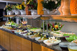 Buffet style food in restaurant.