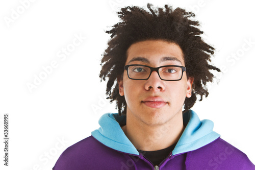 Photo: Teenager with crazy hair isolated Teenager with crazy hair isolated