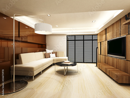 Illustration: Modern living room design in 3D rendering Modern living room design in 3D rendering