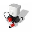 3d business man holding fire extinguisher 3d business man holding fire extinguisher
