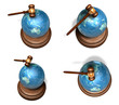 3d blue globe range and judge hammer four set 3d blue globe range and judge hammer four set