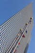 Business skycrapers and flags