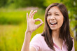 portrait of young winking woman