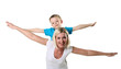 mother with son in studio