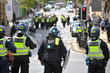 police and protestors clash at the EDL Demonstration in Halifax