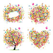 Holiday style - tree, frame, bouquet, heart for your design