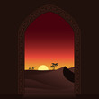 Arabian sunset. Vector illustration. Arabian sunset. Vector illustration.