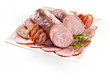 Dried sausage isolated on white background