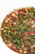 Close-up of okroshka on kvass base