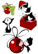 Collection of Christmas little black kittens