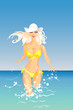 Vector: Vector blond Girl and the Sea Vector blond Girl and the Sea