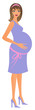 Profile of a pregnant woman over white background