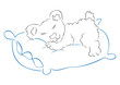 Illustration of sweet bear sleeping on pillow