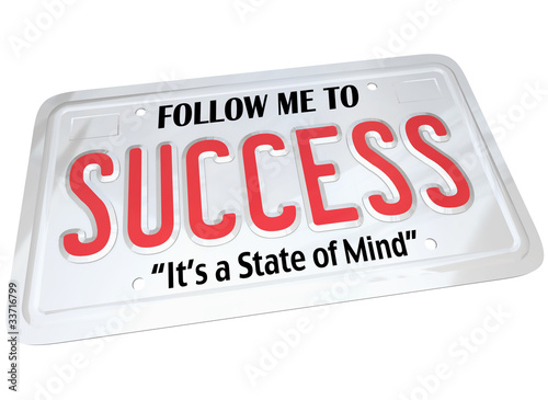 Illustration: Success Word on License Plate Follow to Successful Future Success Word on License Plate Follow to Successful Future