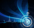 Technology abstract background in dark blue.