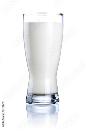 Photo: Glass of fresh milk isolated on a white background Glass of fresh milk isolated on a white background