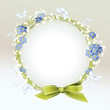 Floral frame with Forget-me-not, butterflies and ribbon bow