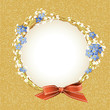 Floral frame with Forget-me-not, butterflies and ribbon bow