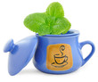 Dark blue ceramic cup for tea leaves of tea