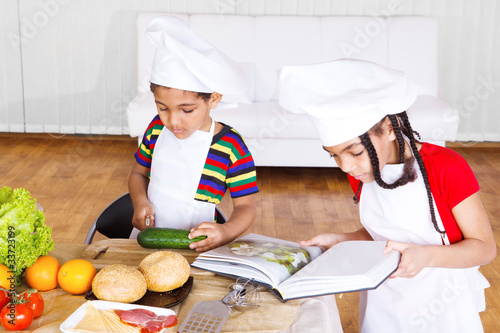Photo: Kids making salad Kids making salad