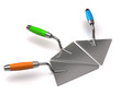 Three trowel isolated on white background