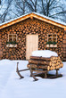 ski hut in winter