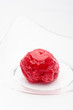 Photo: Red sorbet in a glass bowl Red sorbet in a glass bowl