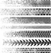 Vektor: Collection of seven fading High Quality Grunge Tire tracks Collection of seven fading High Quality Grunge Tire tracks