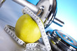 Apple with measuring of dumbbell Apple with measuring of dumbbell