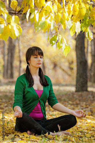 Photo: beautiful girl with yoga beautiful girl with yoga