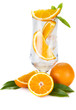 Pieces of orange and glass Pieces of orange and glass