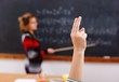 Raised arm in math class