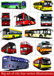 Big set of City buses. Tourist coach. Vector illustration for de Big set of City buses. Tourist coach. Vector illustration for de