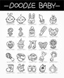 cartoon baby doodle icon set