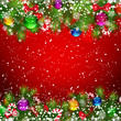 Christmas background with snow-covered branches