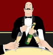 Vector: waiter serving champagne waiter serving champagne
