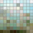 Mosaic wall with glass tiles with reflection