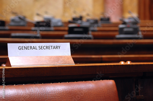 Photo: empty General Secretary seat in conference hall empty General Secretary seat in conference hall