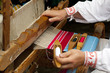 wooden loom with weaver wooden loom with weaver