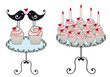 cute birthday cupcakes, vector