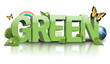 Green Nature Leaf Text on White