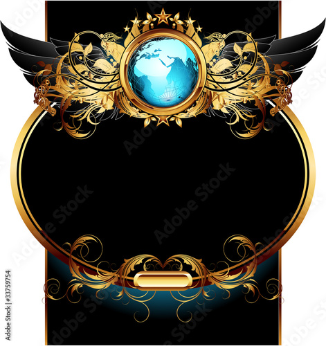 Vector: world with ornate frame world with ornate frame