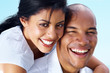 Closeup image of a happy romantic young couple