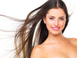 Smiling woman with flying hair Smiling woman with flying hair