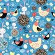 texture with chickens and rabbits