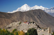 Buddhist Monastery and Dhaulagiri peak, Nepal