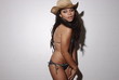 Slow motion sexy dancer in cowboy hat