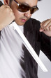 Photo: fighting, male model pose fighting with ninja sword. fighting, male model pose fighting with ninja sword.