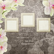 vintage card with orchids in pink and beige colors