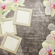 vintage card with orchids in pink and beige colors